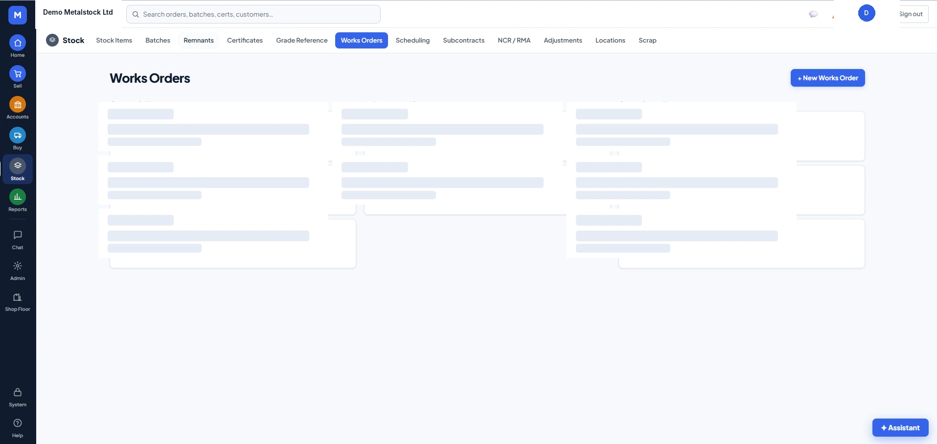 MetlSys works orders and subcontract tracking